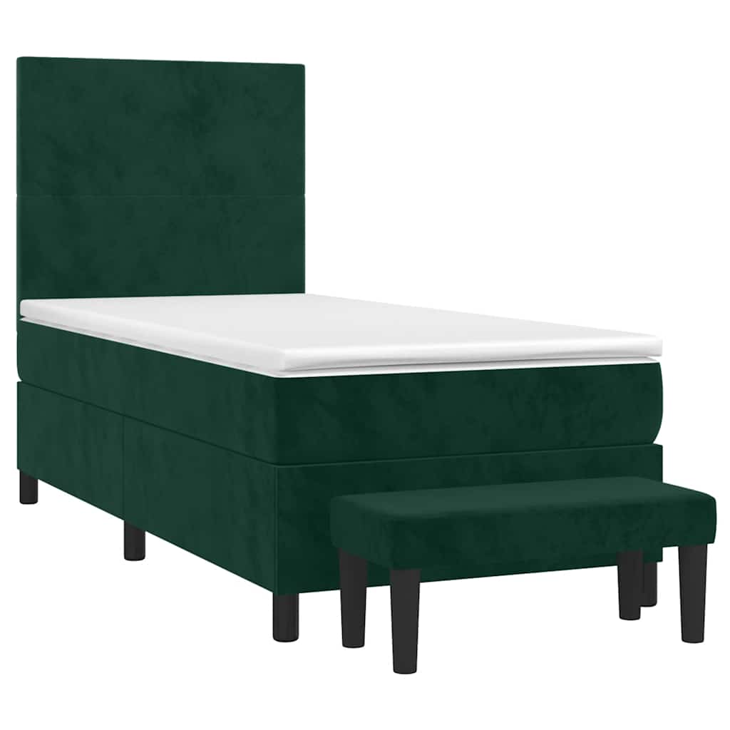 Box spring krevet s madracem tamnozeleni 100x200 cm baršunasti