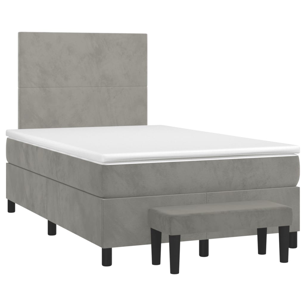 Box spring krevet s madracem svjetlosivi 120x200 cm baršunasti