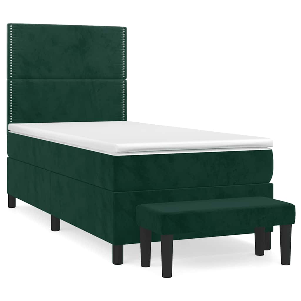 Box spring krevet s madracem tamnozeleni 90x190 cm baršunasti