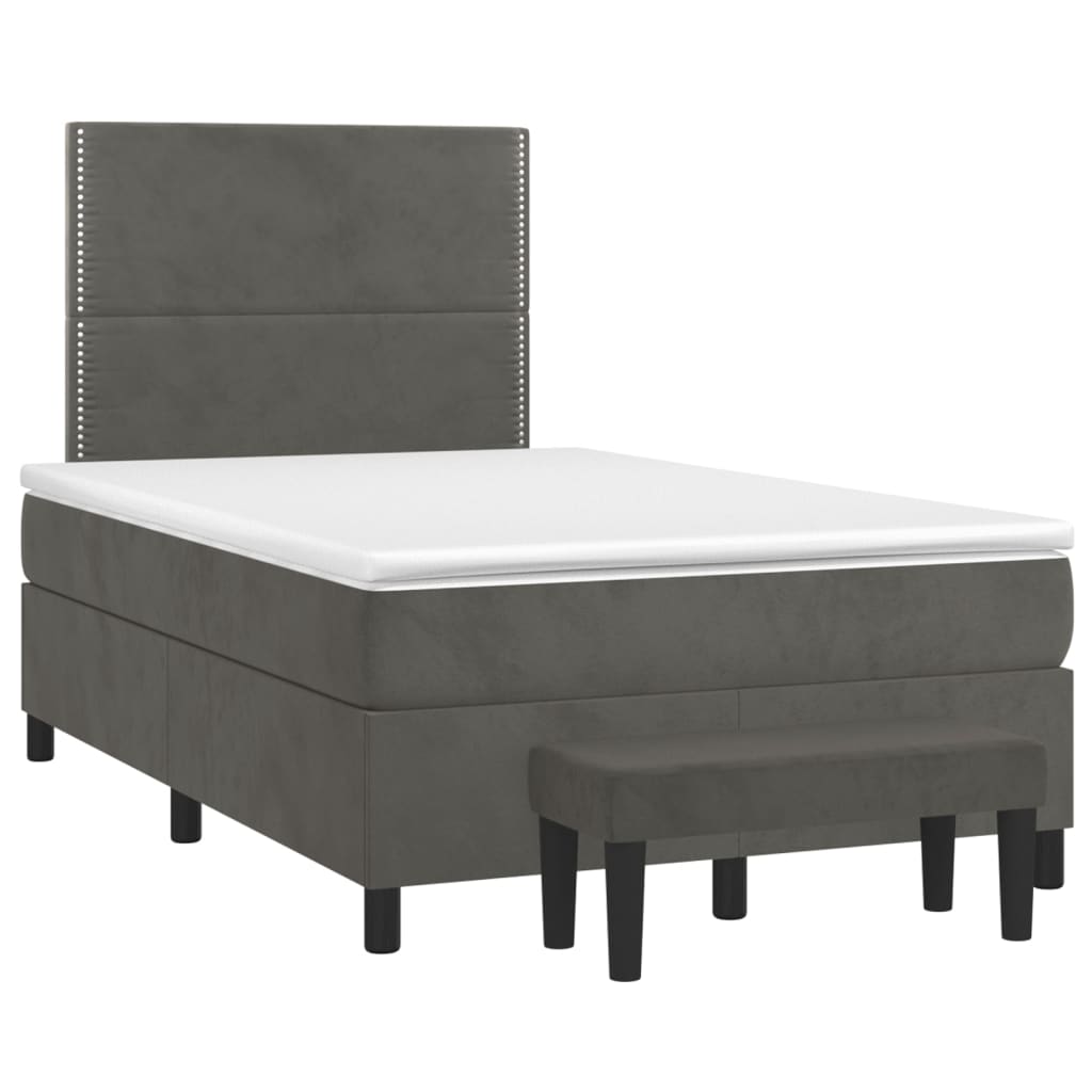 Box spring krevet s madracem tamnosivi 120 x 200 cm baršunasti