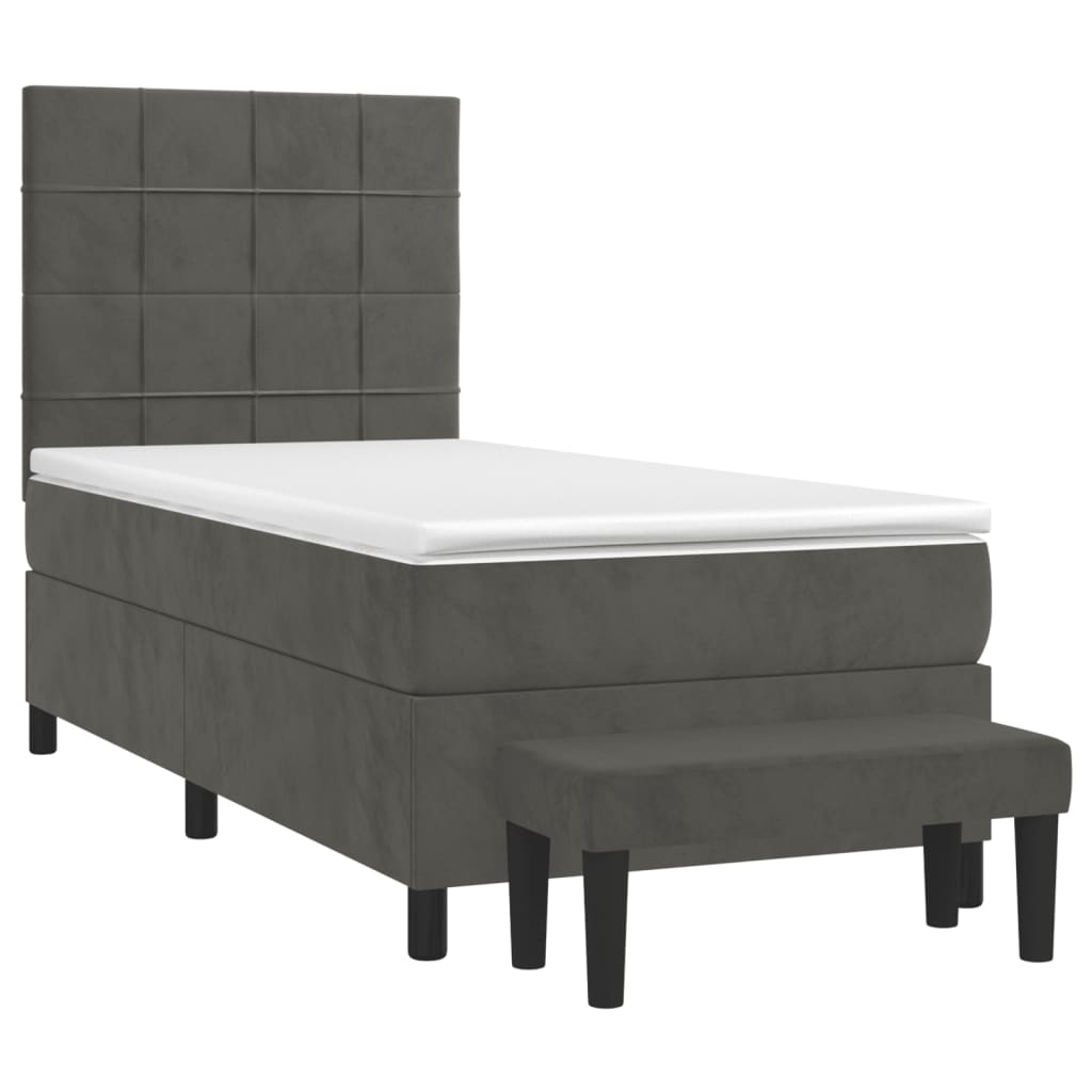 Box spring krevet s madracem tamnosivi 80 x 200 cm baršunasti