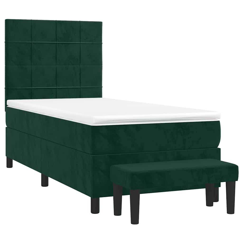 Box spring krevet s madracem tamnozeleni 90x190 cm baršunasti