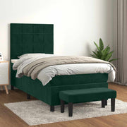 Box spring krevet s madracem tamnozeleni 90x190 cm baršunasti