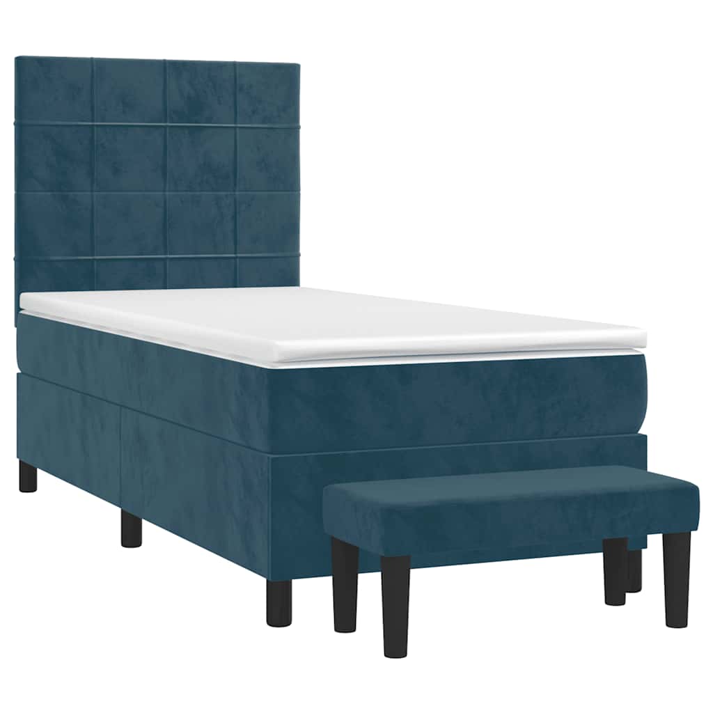 Box spring krevet s madracem tamnoplavi 100x200 cm baršunasti
