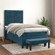 Box spring krevet s madracem tamnoplavi 100x200 cm baršunasti