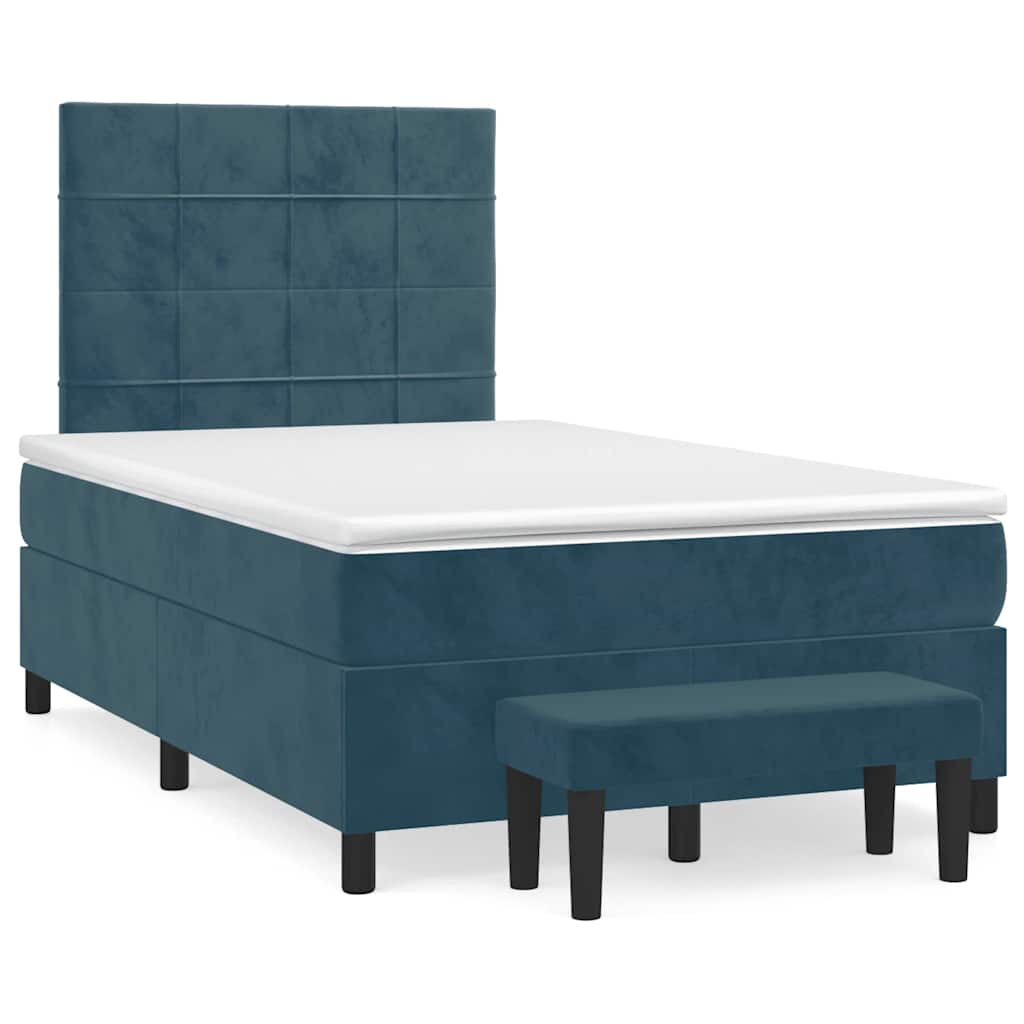 Box spring krevet s madracem tamnoplavi 120 x 200 cm baršunasti