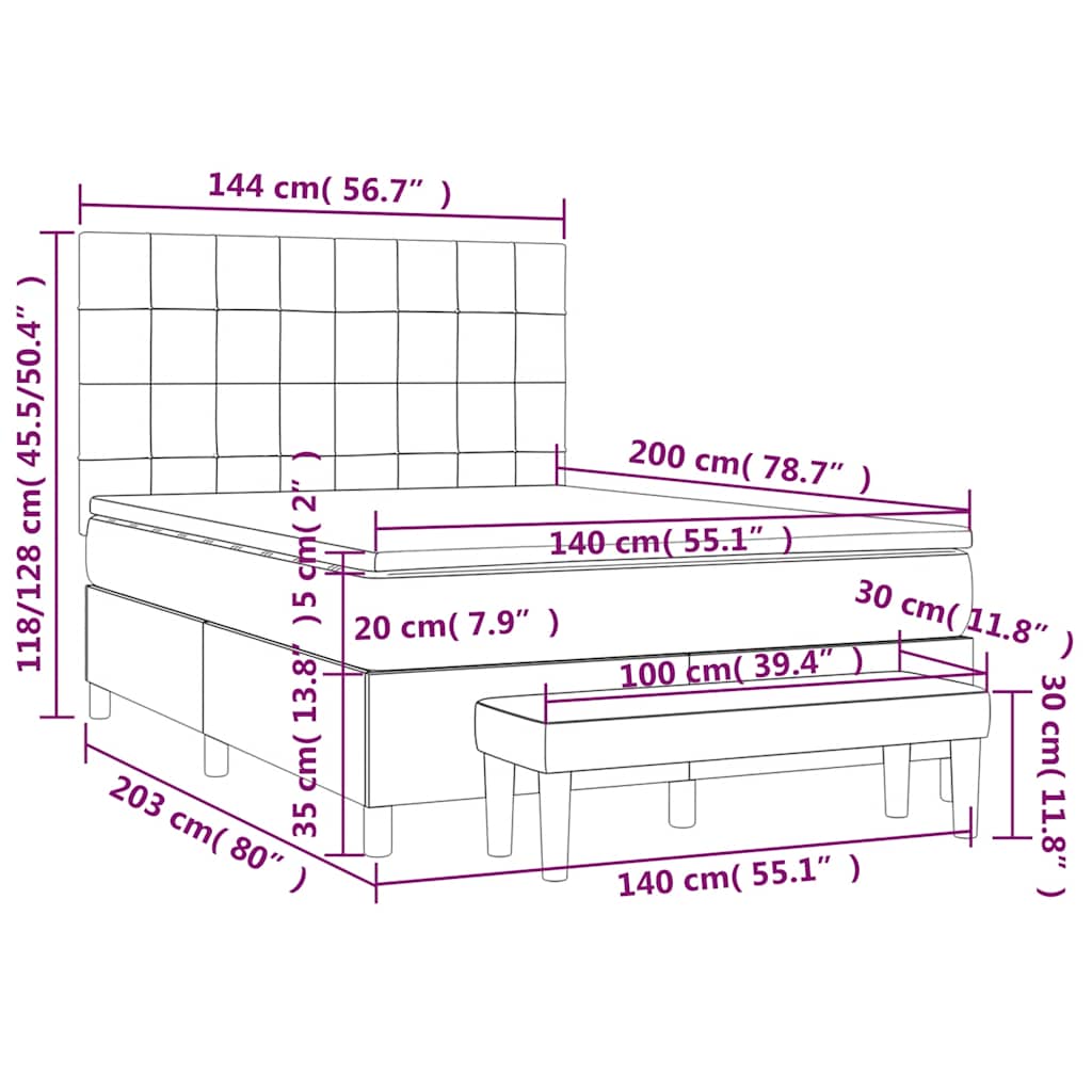 Krevet s oprugama i madracem tamnozeleni 140x200 cm baršunasti