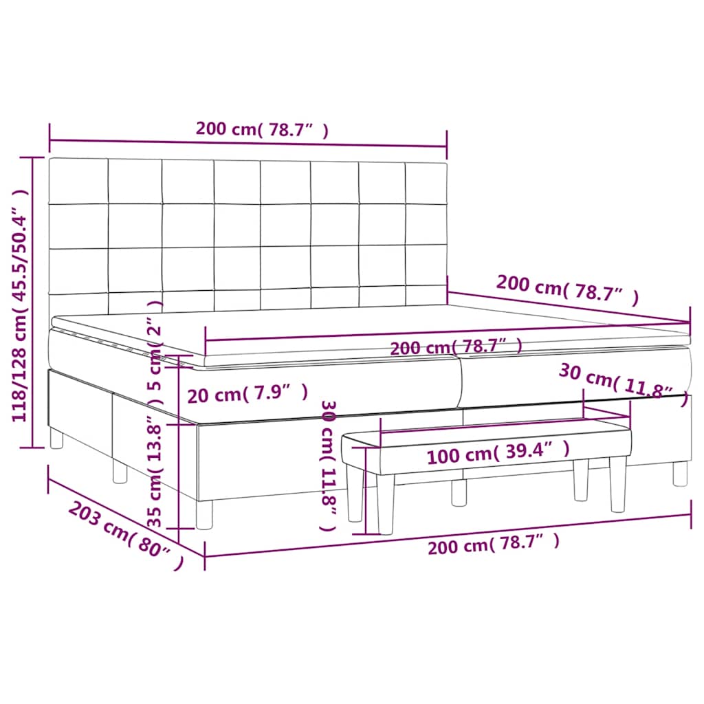 Krevet s oprugama i madracem tamnoplavi 200x200 cm baršunasti