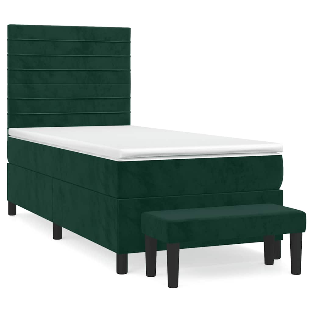 Box spring krevet s madracem tamnozeleni 80 x 200 cm baršunasti