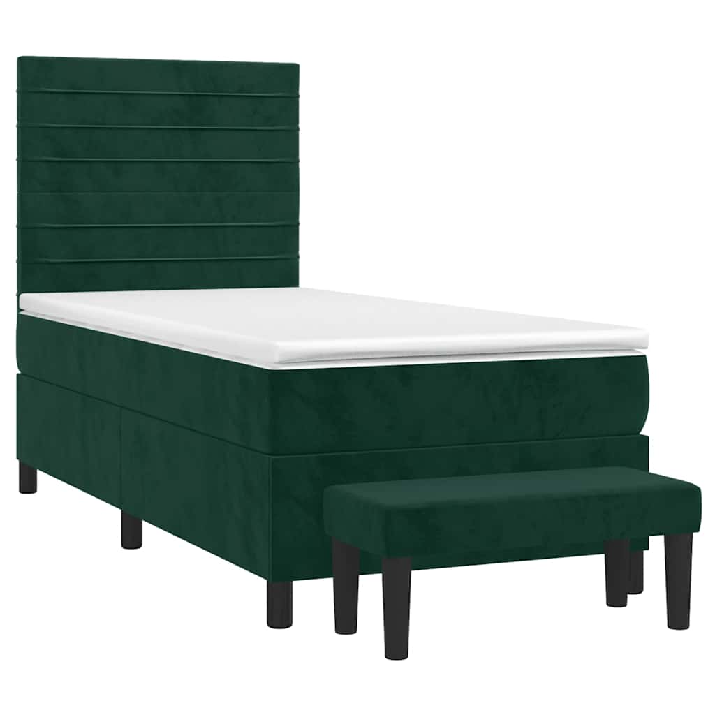 Box spring krevet s madracem tamnozeleni 80 x 200 cm baršunasti