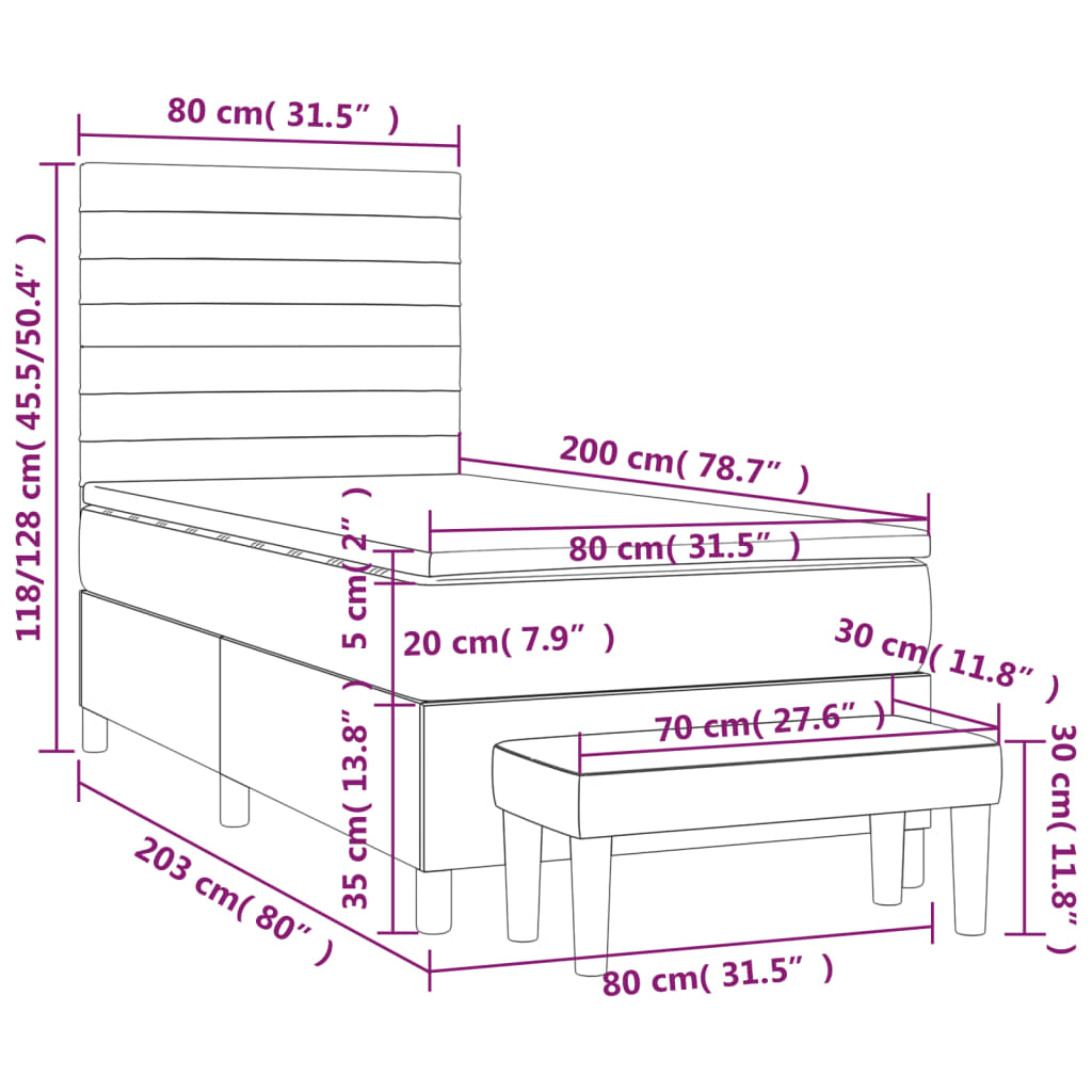Box spring krevet s madracem ružičasti 80 x 200 cm baršunasti