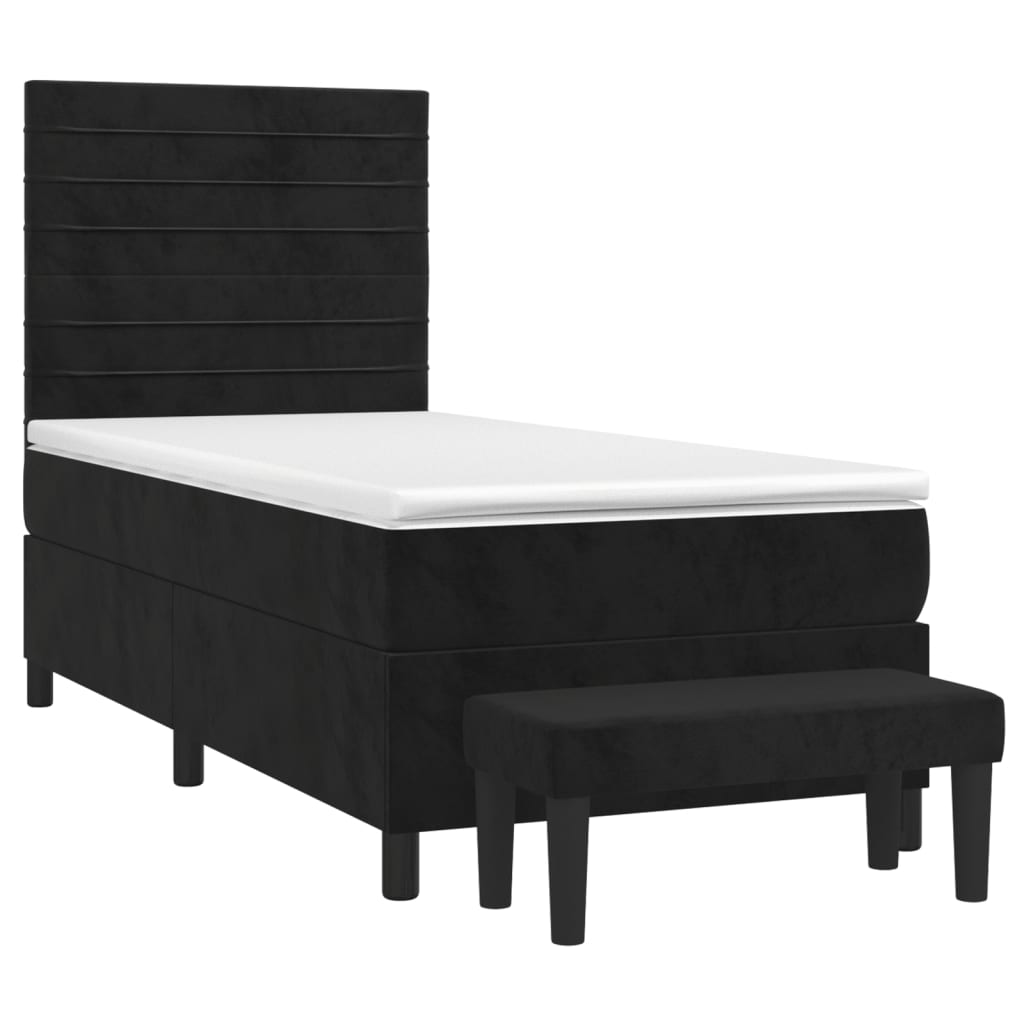 Box spring krevet s madracem crni 90x200 cm baršunasti