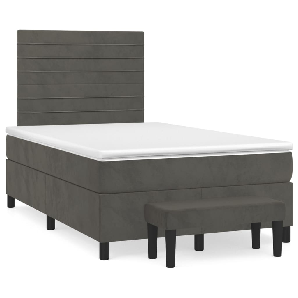 Box spring krevet s madracem tamnosivi 120 x 200 cm baršunasti