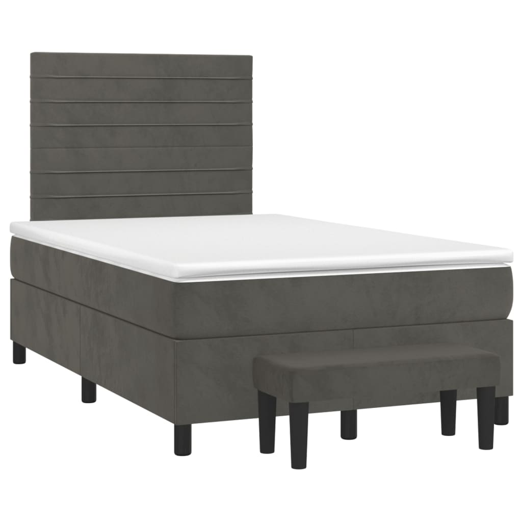 Box spring krevet s madracem tamnosivi 120 x 200 cm baršunasti