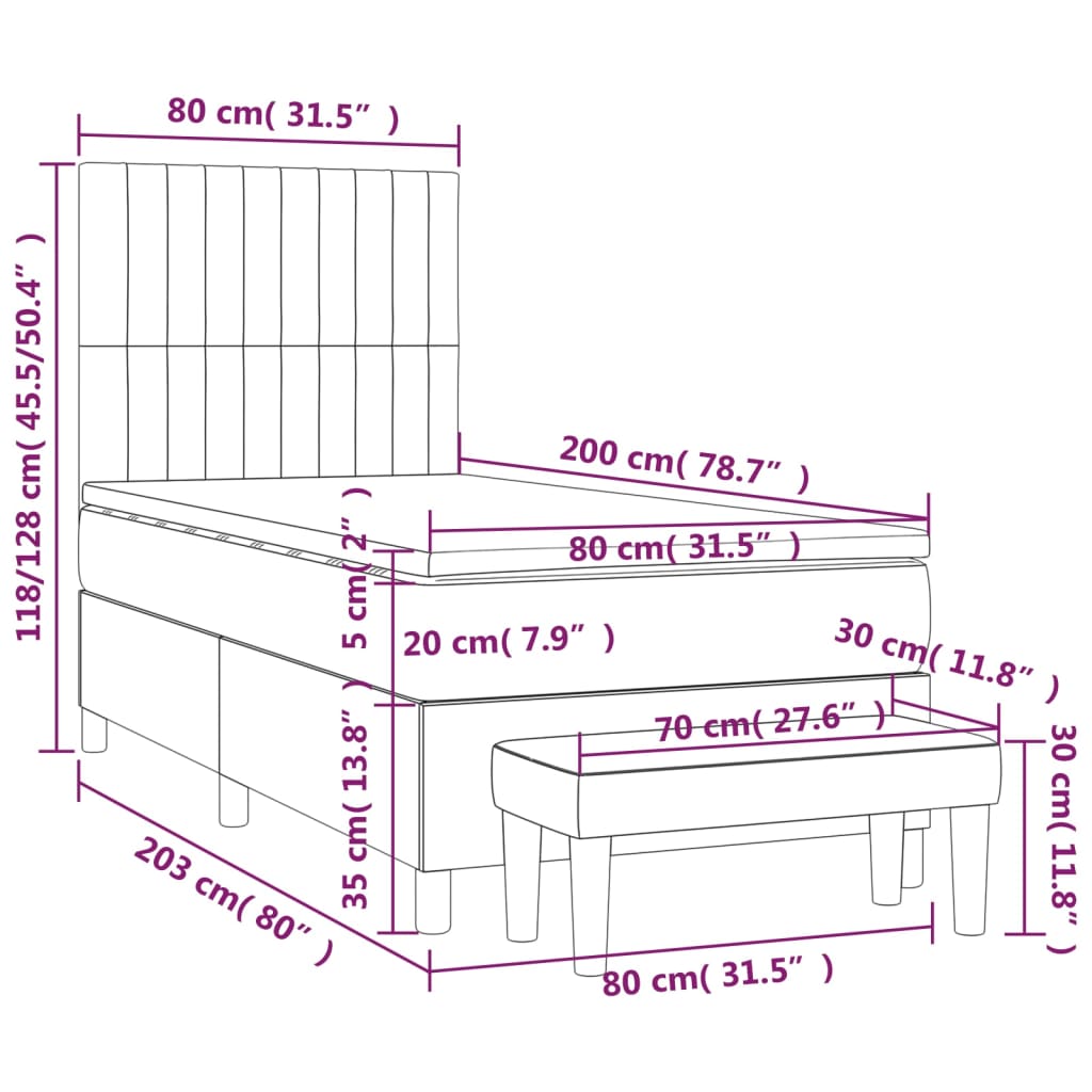 Box spring krevet s madracem crni 80 x 200 cm baršunasti