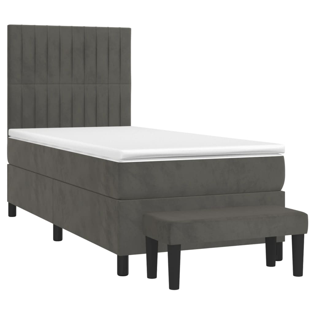 Box spring krevet s madracem tamnosivi 90x190 cm baršunasti
