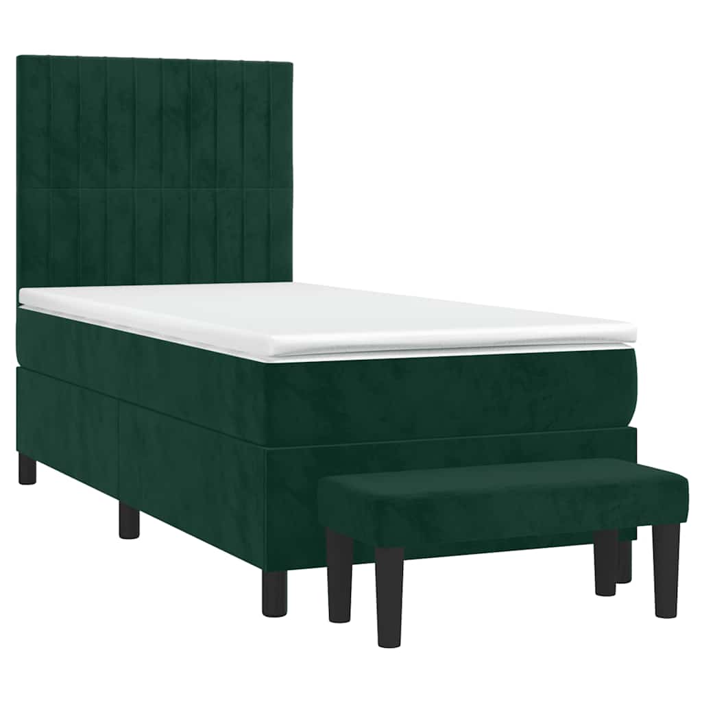 Box spring krevet s madracem tamnozeleni 90x200 cm baršunasti
