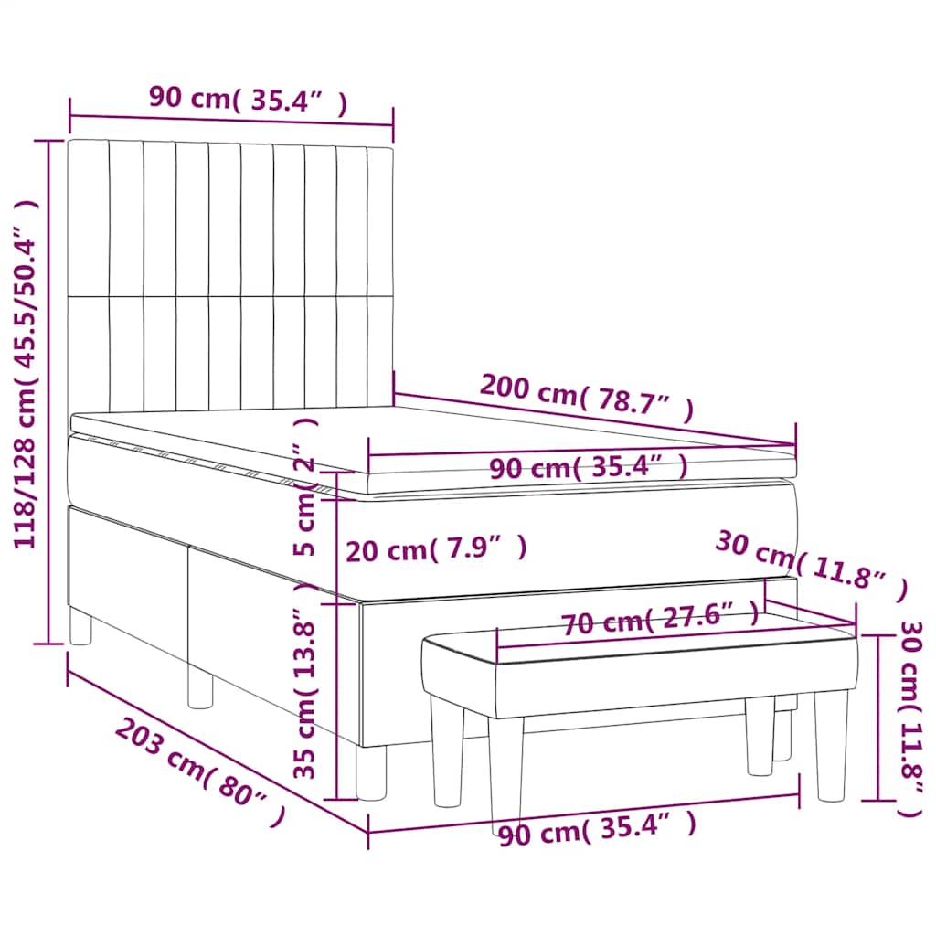 Box spring krevet s madracem tamnozeleni 90x200 cm baršunasti