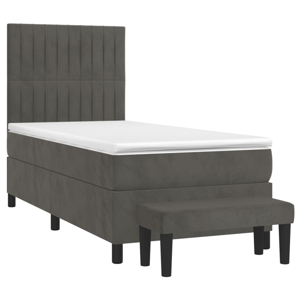 Box spring krevet s madracem tamnosivi 100x200 cm baršunasti