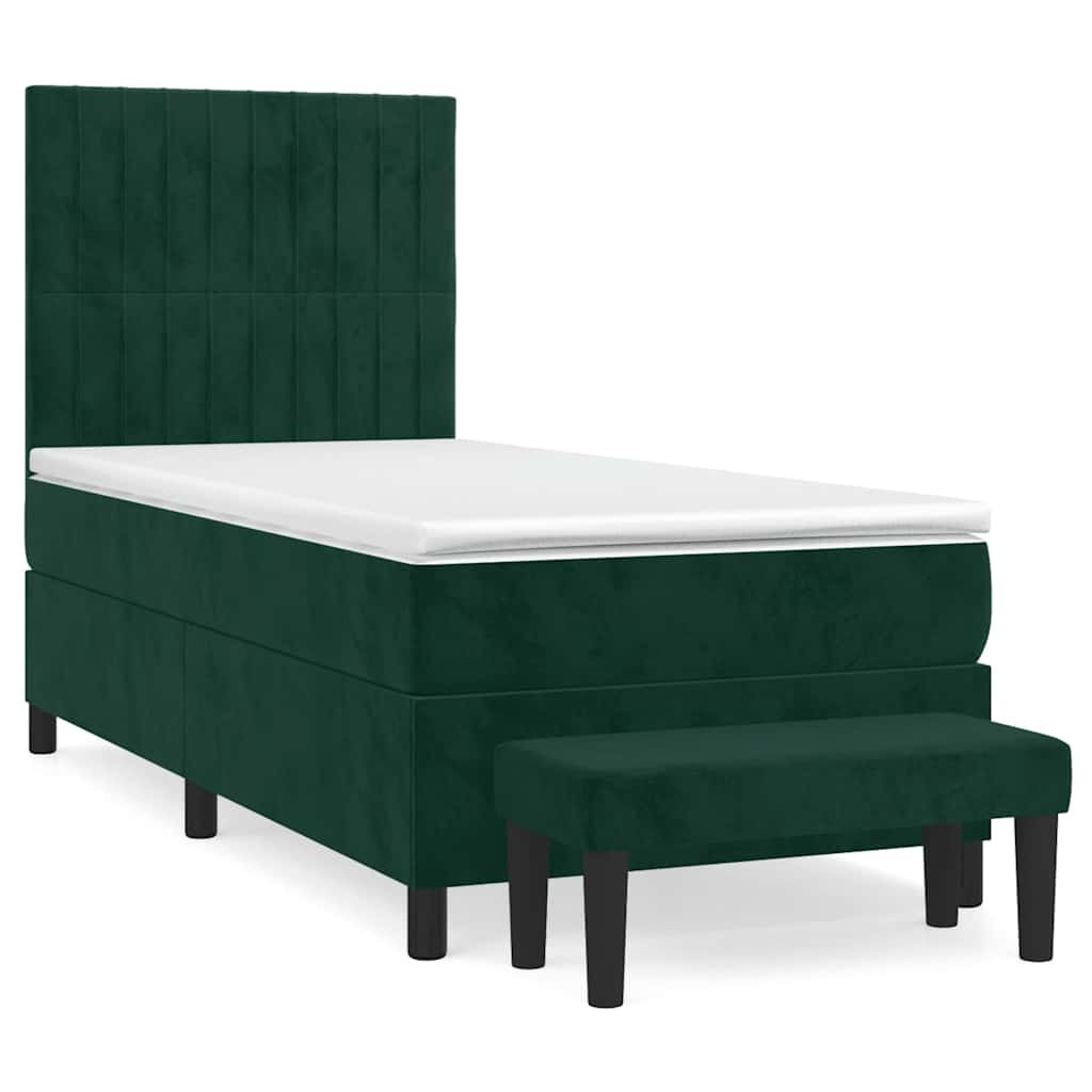Box spring krevet s madracem tamnozeleni 100x200 cm baršunasti