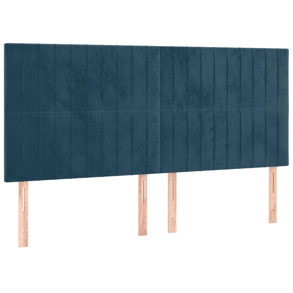 Krevet s oprugama i madracem tamnoplavi 200x200 cm baršunasti