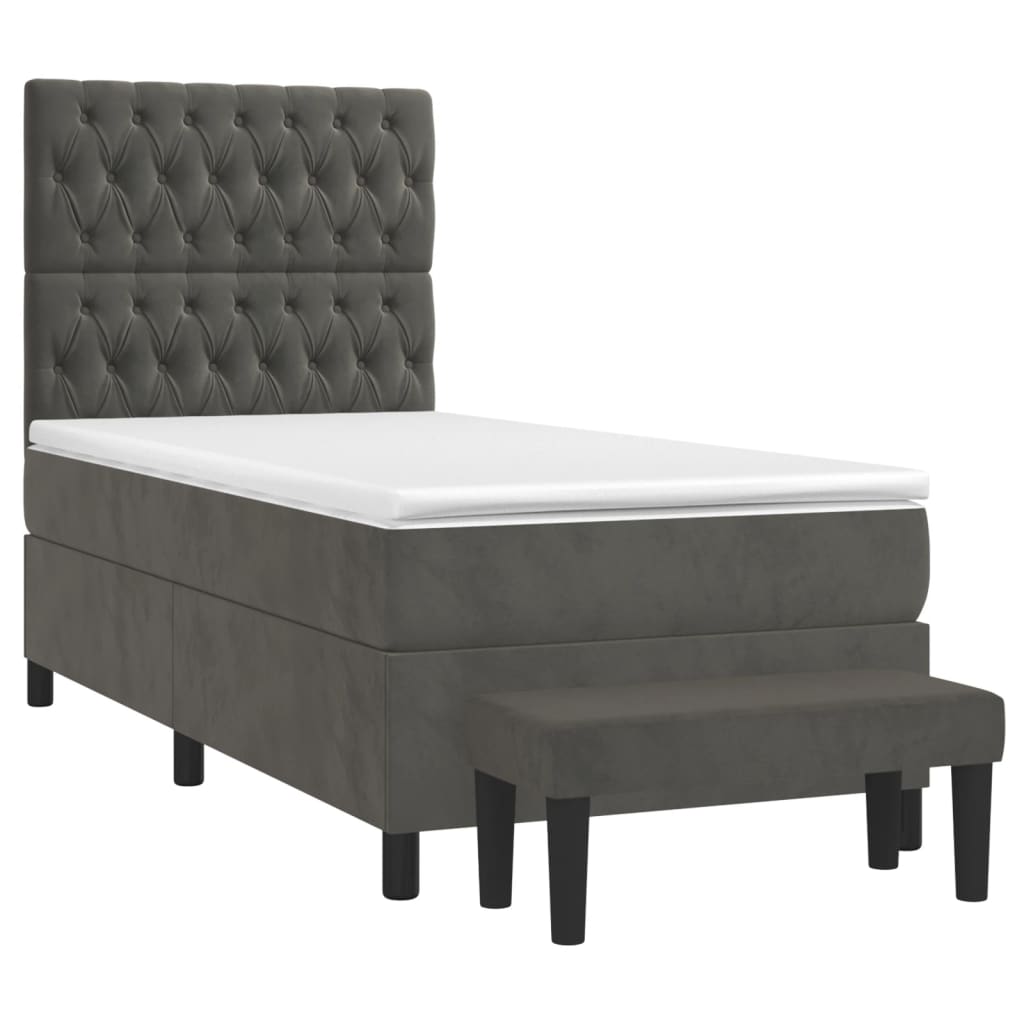Box spring krevet s madracem tamnosivi 80 x 200 cm baršunasti