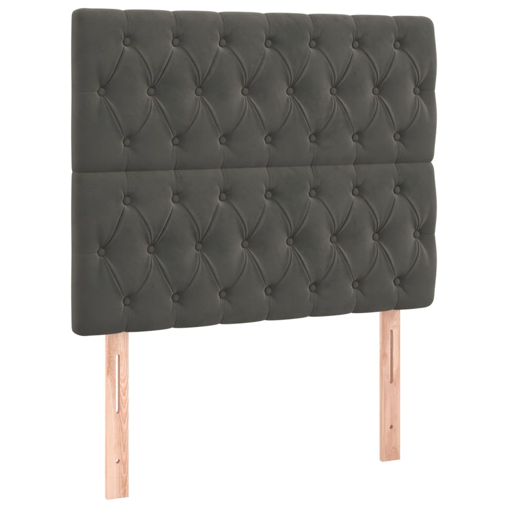 Box spring krevet s madracem tamnosivi 90x200 cm baršunasti