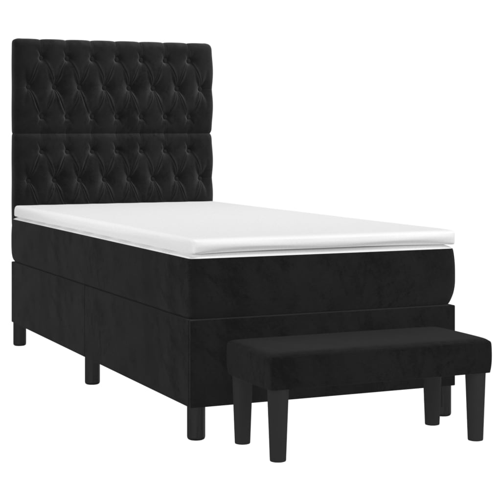 Box spring krevet s madracem crni 90x200 cm baršunasti