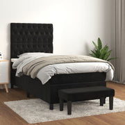 Box spring krevet s madracem crni 90x200 cm baršunasti
