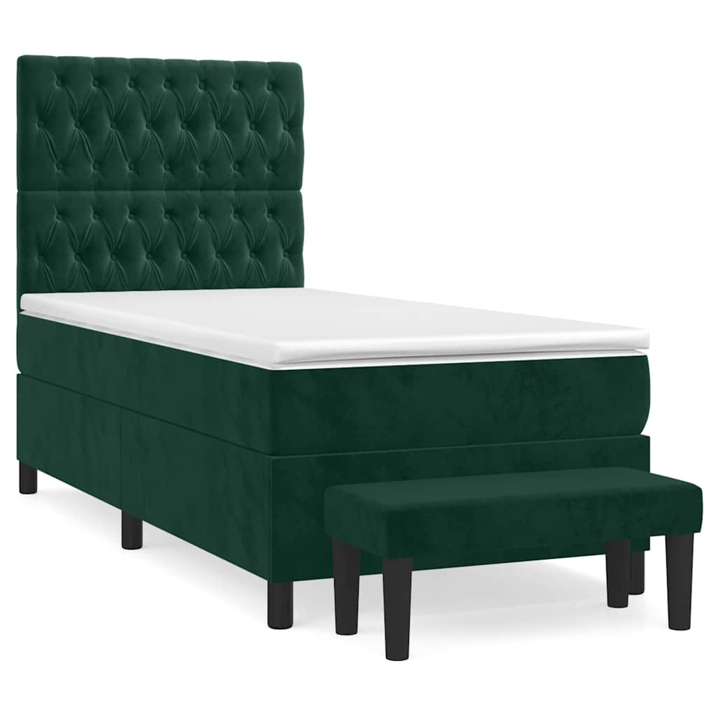 Box spring krevet s madracem tamnozeleni 90x200 cm baršunasti