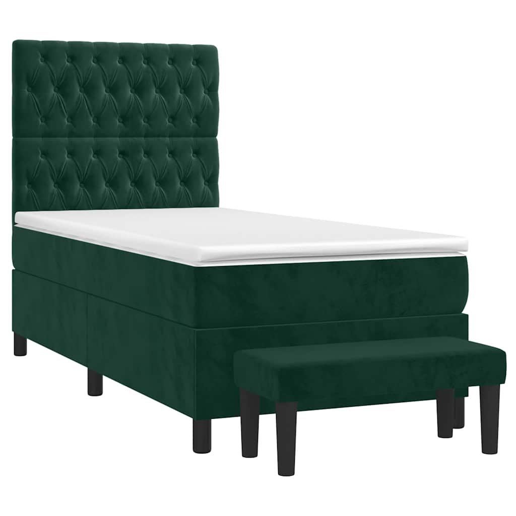 Box spring krevet s madracem tamnozeleni 90x200 cm baršunasti