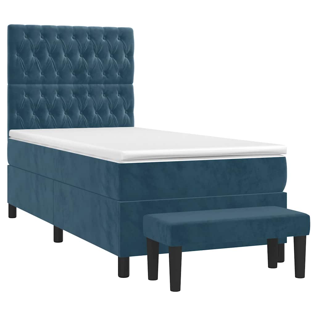 Box spring krevet s madracem tamnoplavi 100x200 cm baršunasti