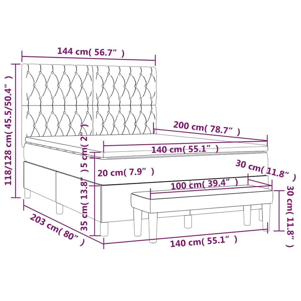 Krevet s oprugama i madracem tamnozeleni 140x200 cm baršunasti