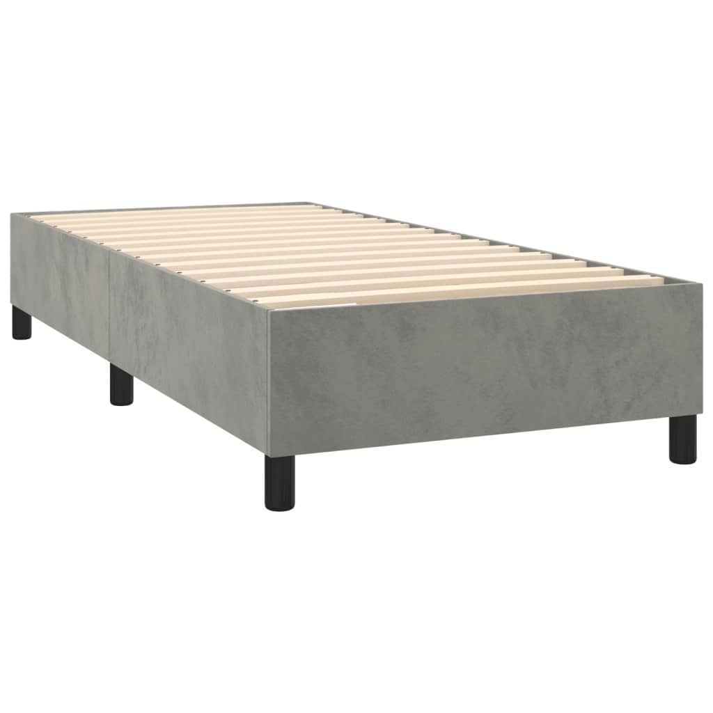 Box spring krevet s madracem svjetlosivi 90x190 cm baršunasti