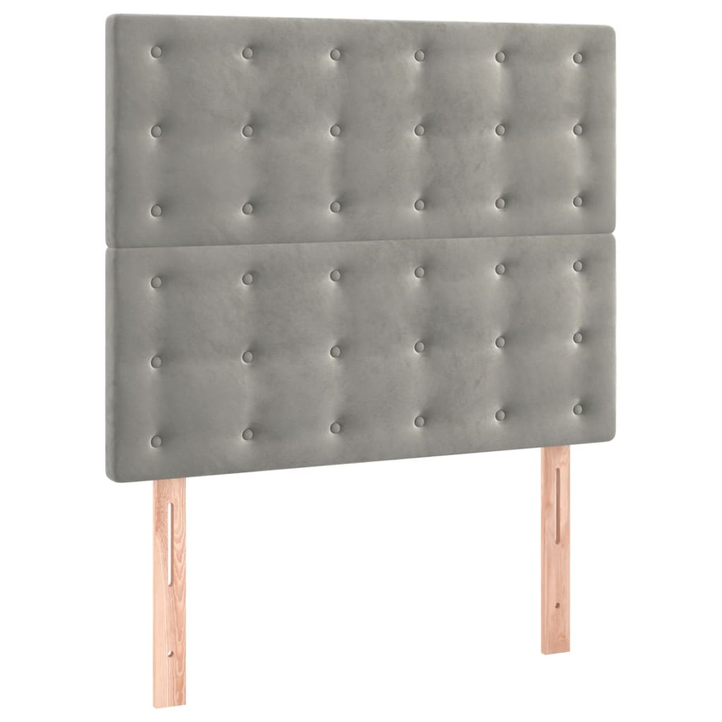 Box spring krevet s madracem svjetlosivi 90x190 cm baršunasti