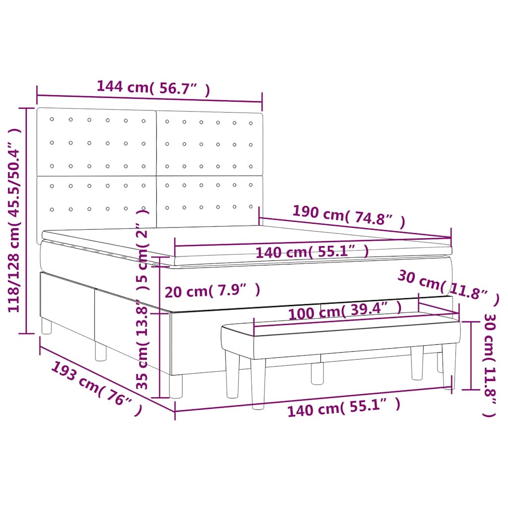 Krevet s oprugama i madracem tamnozeleni 140x190 cm baršunasti