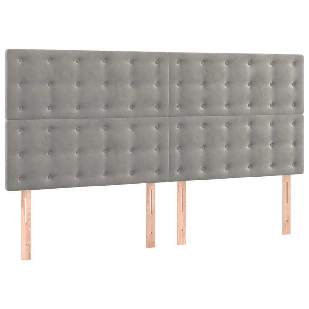 Krevet s oprugama i madracem svjetlosivi 200x200 cm baršunasti
