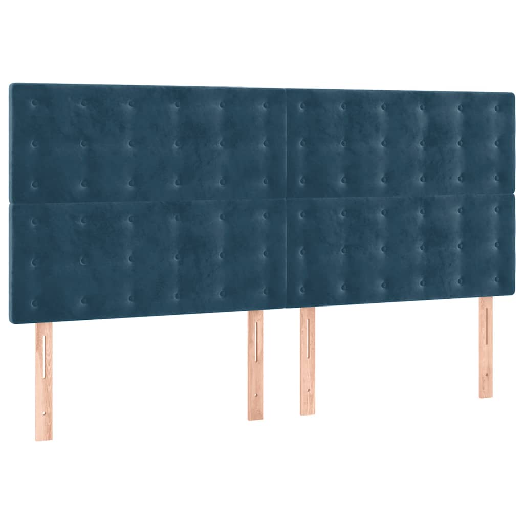 Krevet s oprugama i madracem tamnoplavi 200x200 cm baršunasti