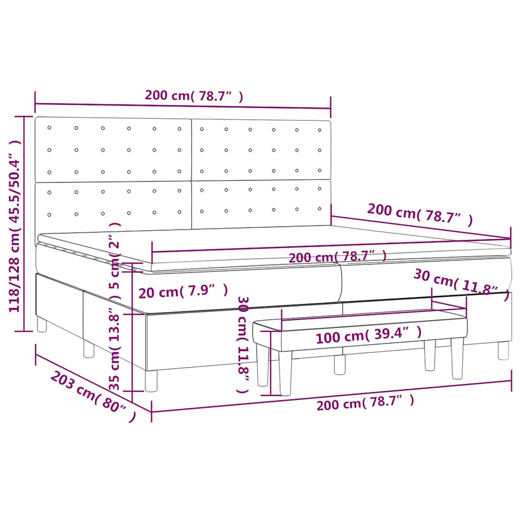 Krevet s oprugama i madracem tamnoplavi 200x200 cm baršunasti
