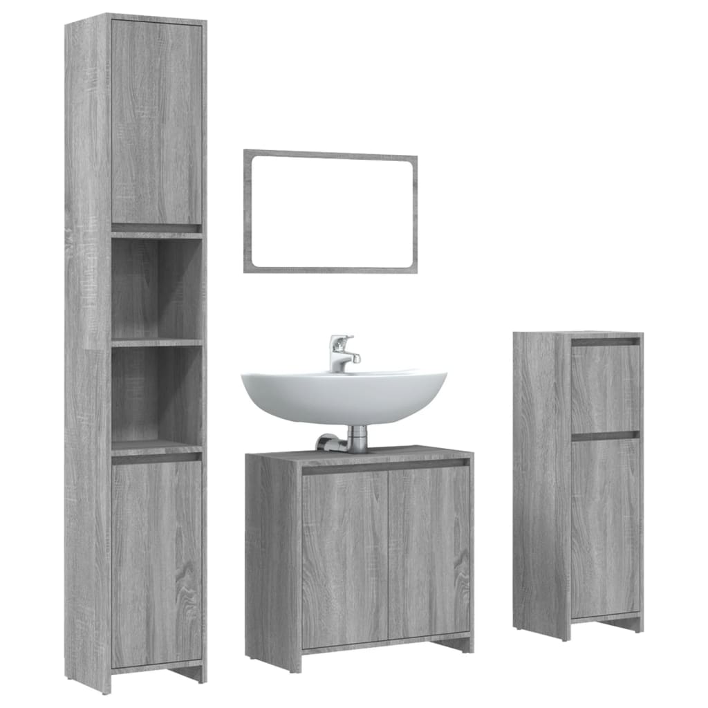 4-dijelni set kupaonskog namještaja siva boja hrasta drveni
