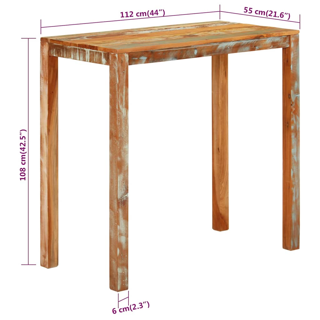 Barski stol 112 x 55 x 108 cm od masivnog obnovljenog drva