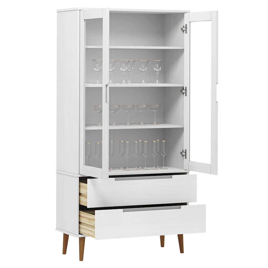 Vitrina MOLDE bijela 90 x 35 x 175 cm od masivne borovine