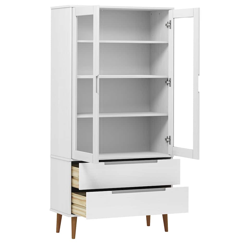 Vitrina MOLDE bijela 90 x 35 x 175 cm od masivne borovine