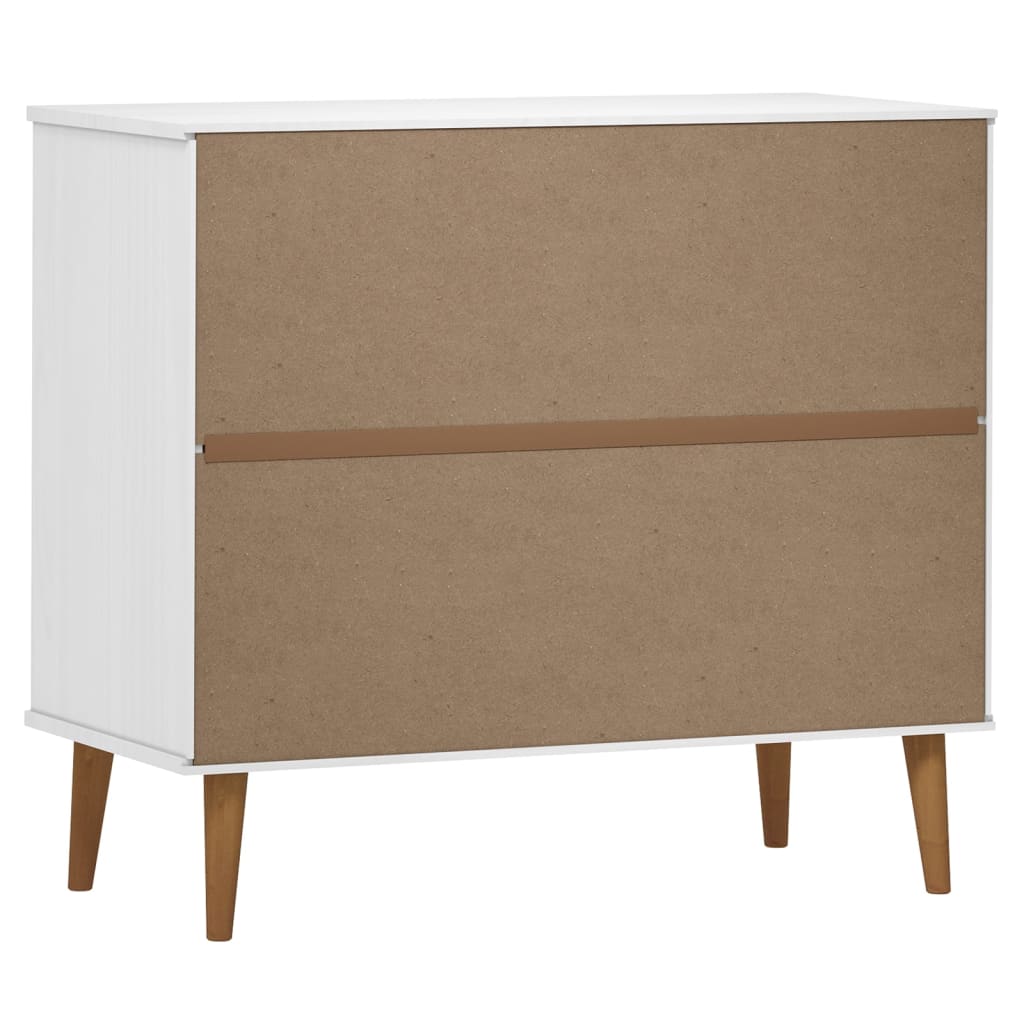 Komoda MOLDE bijela 90 x 40 x 80 cm od masivne borovine