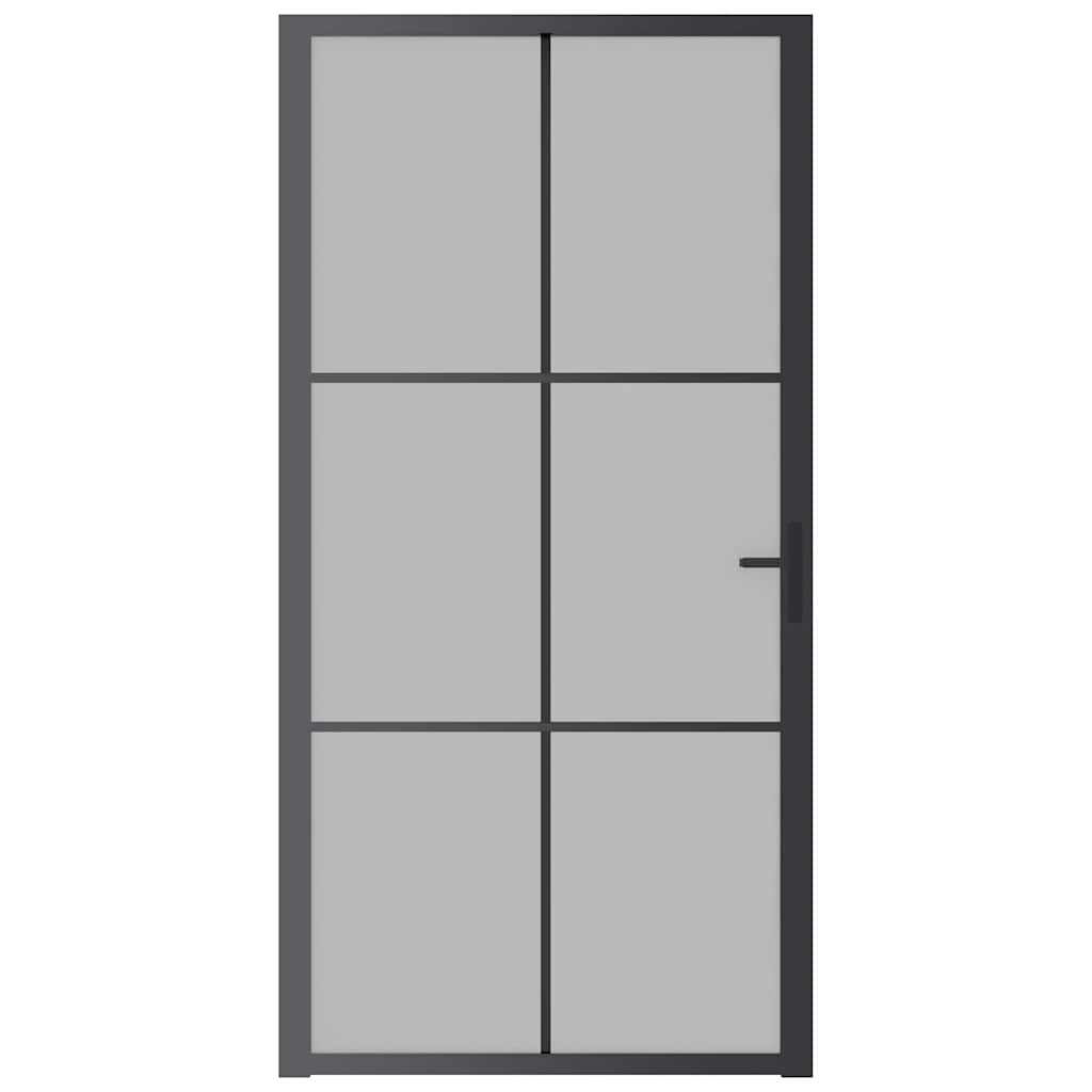 Unutarnja vrata 102,5 x 201,5 cm crna od mat stakla i aluminija