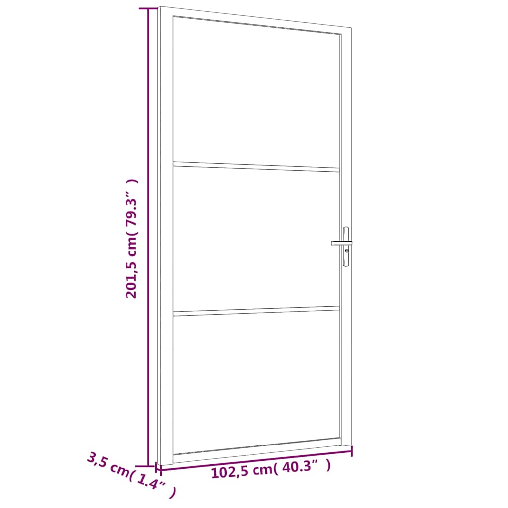 Unutarnja vrata 102,5x201,5 cm crna od ESG stakla i aluminija