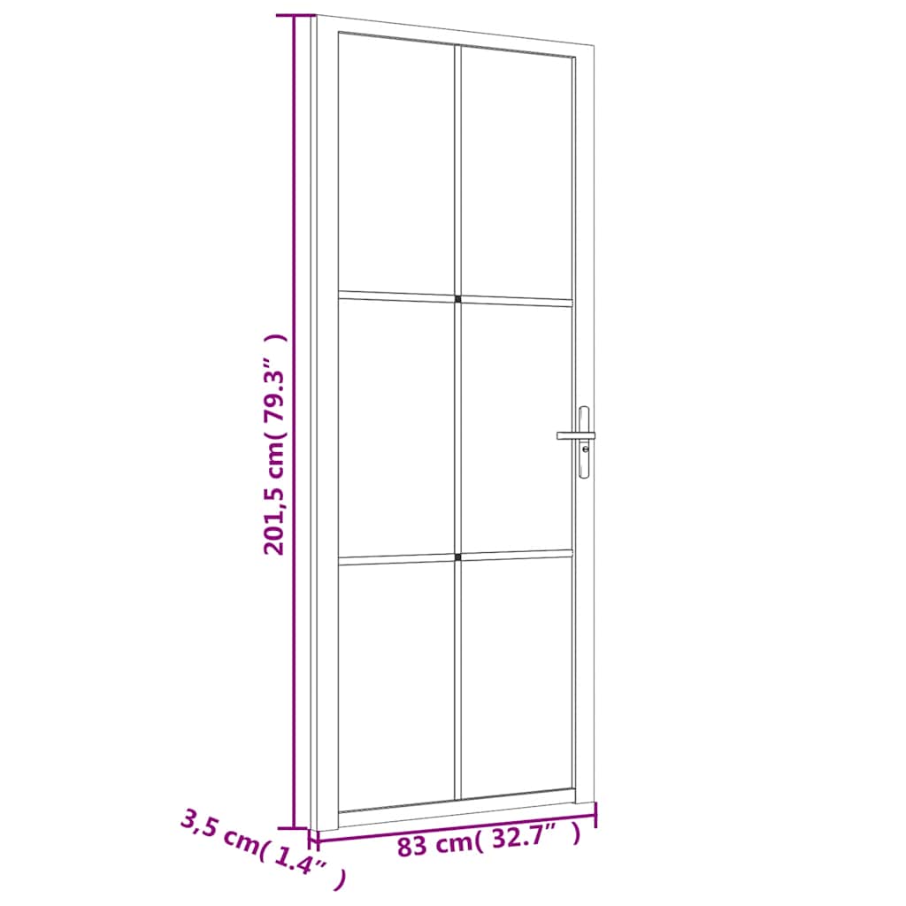 Unutarnja vrata 83 x 201,5 cm crna od ESG stakla i aluminija