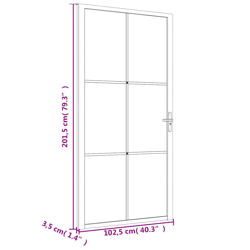 Unutarnja vrata 102,5x201,5 cm crna od ESG stakla i aluminija