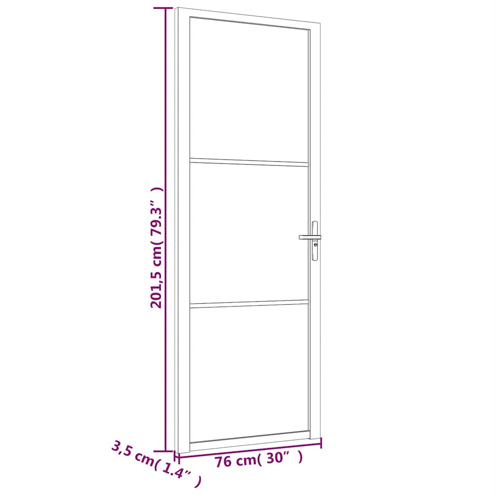 Unutarnja vrata 76 x 201,5 cm Bijela od ESG stakla i aluminija
