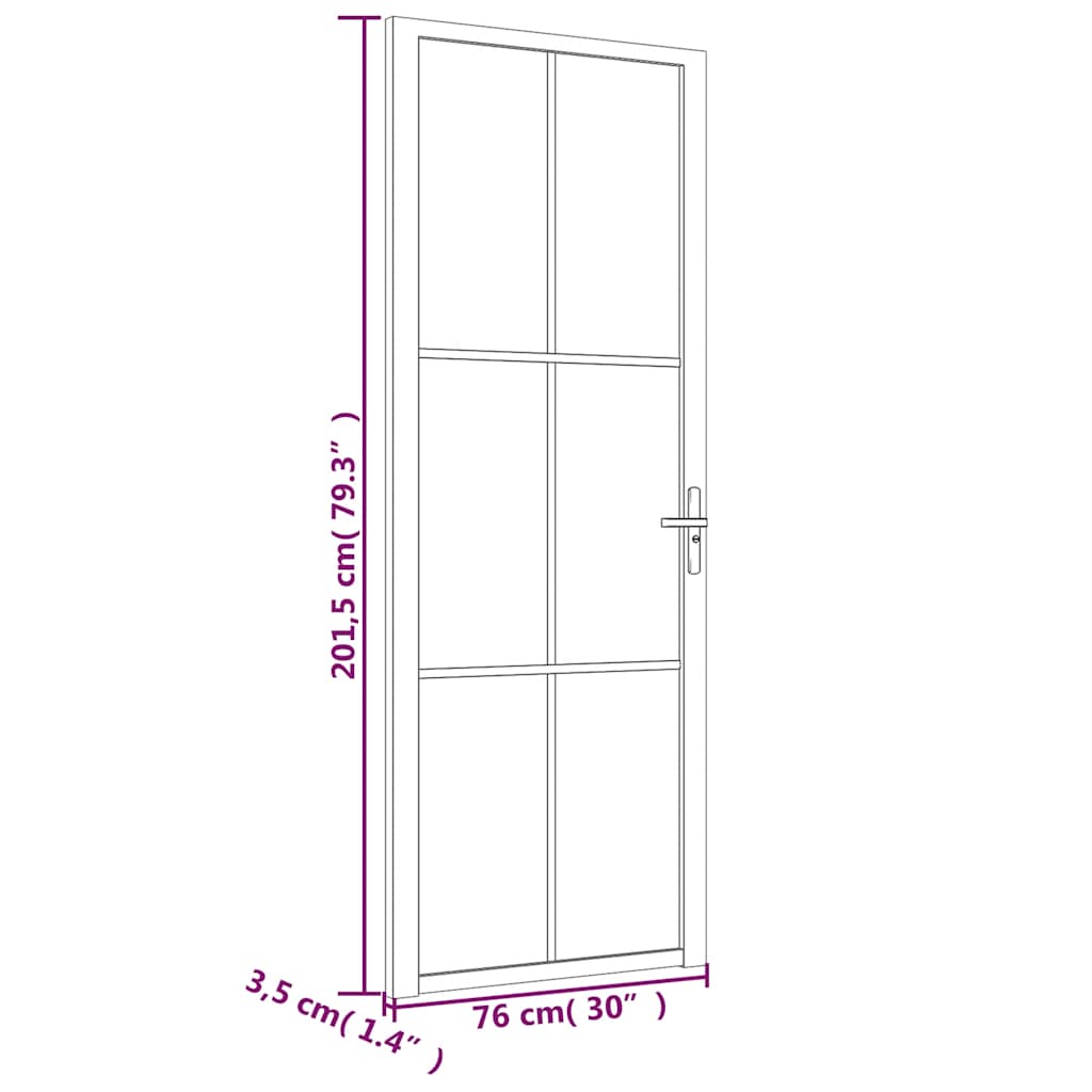 Unutarnja vrata 76 x 201,5 cm bijela od mat stakla i aluminija